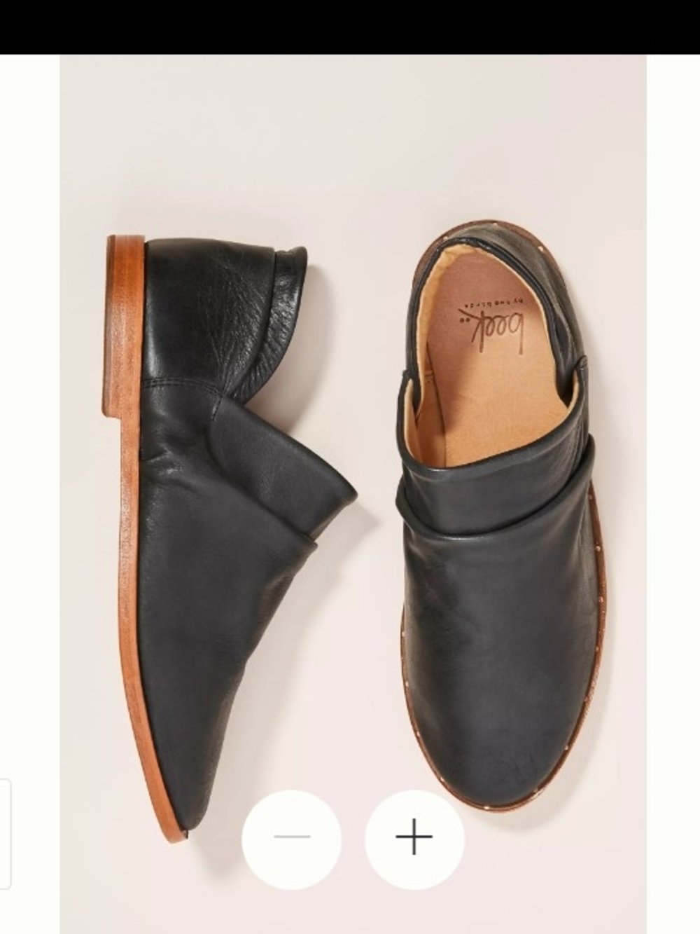 Anthropology beek Puffin Navy Leather Slip-On Flats Wooden Sole Handmade New 9
